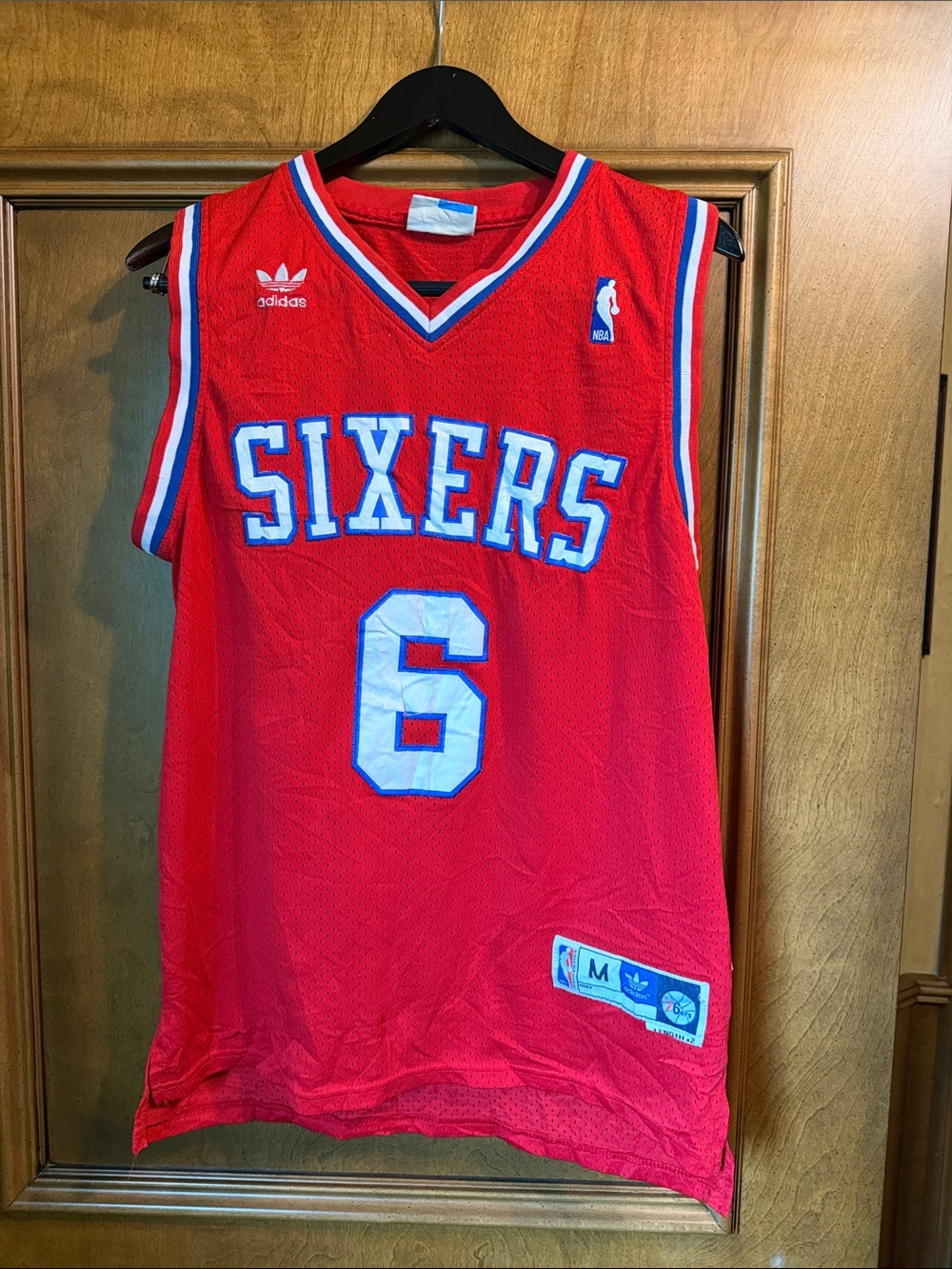 Adidas Erving Red Philadelphia SIXERS #6 Basketball Jersey (Length +2)